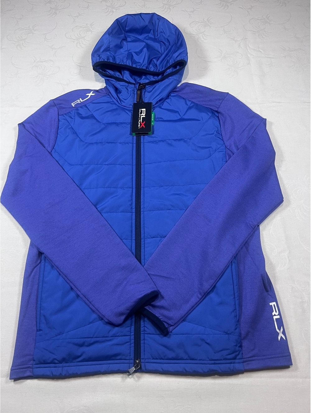 NEW $268 RLX Ralph Lauren Quilted full Zip Golf Performance Jacket Blue Sz Small